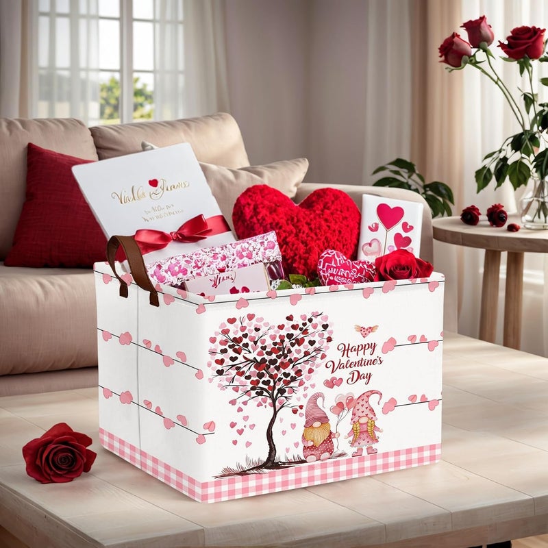 SETAMA Cute Large Valentine's Day Gift Basket Empty Heart Decor Storage Bin for Kid Baby Room Décor (Pink Dwarf Love Tree) - Image 2